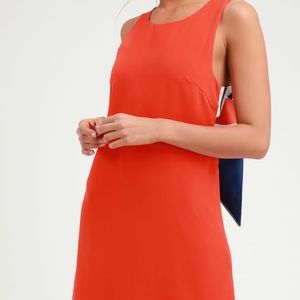 Red Orange Multicolored Stripe Tie-Back Mini Dress
